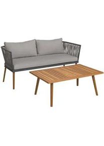 Ambia Garden Gartenset , Grau, Schwarz, Akaziefarben , Holz, Metall, Textil , Akazie , massiv , 110x161.7x40 cm , FSC 100% , Gartenmöbel, Loungemöbel