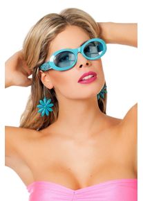 Occhiali retrò blu con orecchini di fiori coordinati (2er Multipack)