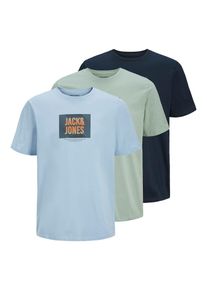Jack & Jones JACK & JONES T-Shirt 'JJHudson' Herren hellblau / dunkelblau / mint / orange Größe S