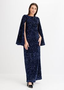 Abito in velluto morbido con paillettes, Blu, Taglia 46, bonprix