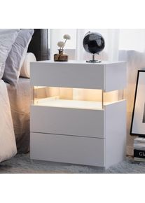 Tables de chevet led, commode à 3 tiroirs pour chambre à coucher, table d'appoint avec panneau acrylique, tables de chevet led pour chambre à