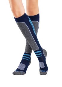 active by Lascana Dames Skisokken in 1x marine met grijs mouliné, 1x lichtgrijze mêlee met grijs mouliné ,maat 39/42, Witt, 70% Polyester, 28% Polyamide, 2% Elastan
