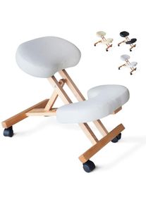 Bodyline Health And Massage - Chaise de bureau ergonomique siège assis-genoux en bois Balancewood Couleur: Blanc