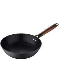 Masterpro Wok , Schwarz , Holz, Metall , Akazie , massiv , rund , Lfgb , antihaftbeschichtet , Kochgeschirr, Pfannen, Woks