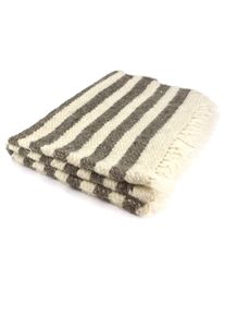 Handwoven blanket woolwhite/grey 140 x 220 cm