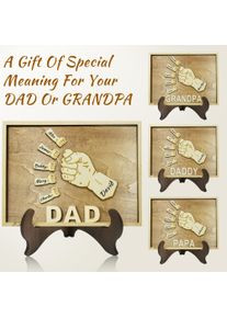 Personalized Father's Day Gifts Custom Father's Day Gifts Wooden Fist Bump Plaques Engraved Names for Papa Dad Daddy Grandpa