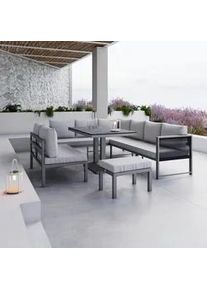 Dining-Loungeset Pergolina Grau aus Metall/Textil