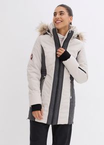 Lange outdoor jas met imitatiebont waterafstotend - grijs - maat 44 - bonprix