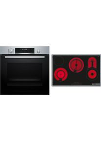 Bosch HBD672LS82 EEK: A+ Einbau-Backofen-Set mit Elektro-Kochfeld (HBG578BS3 + PKC845FP1D), 60 cm breit, 71 L, 3D-Heißluft, Air Fry, Pyrolytisch+Hydro