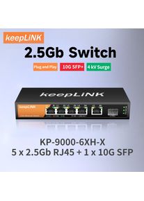 KeepLiNK 6-Port Multi-Gigabit Switch with 5-2.5Gbps Ethernet Ports and 1-10Gbps SFP+ Uplink