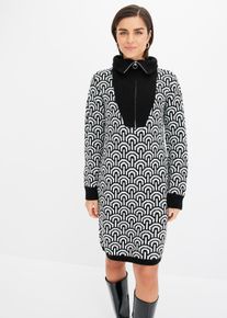 gemustertes Strickkleid, schwarz, Größe 40/42 (M), bonprix