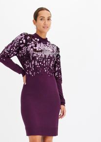 Strickkleid mit Pailletten, lila, Größe 32/34 (XS), bonprix