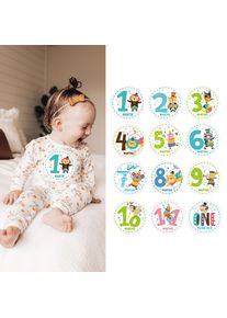 12x Baby Monthly Stickers Newborn Month Sticker Embellishment Crafts Baby Milestone Sticker for Girl Boys Infant