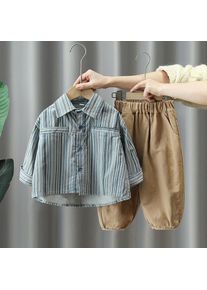 Elegant Fashion Harajuku Slim Fit Children Clothes Sets Casual All Match Button Long Sleeve Blusa Solid Pants Two Piece Set