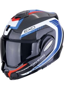 Scorpion EXO-Tech Evo Carbon Cosy, kask modułowy , kolor: Czarny/Biały/Niebieski/Czerwony , rozmiar: XS