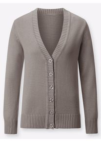 Dames Vest met qua kleur bijpassende knopen in taupe gemêleerd ,maat 40, WITT, 50% Katoen, 50% Polyacryl