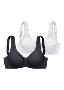 Nuance Damen Minimizer-BH in weiß+schwarz ,Größe 85B, Witt, 80% Baumwolle, 10% Elasthan, 10% Polyamid