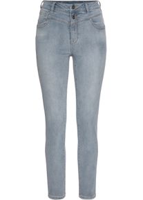 Lascana Dames Skinny fit jeans in blue washed ,maat 34, Witt, 98% Katoen, 2% Elastan