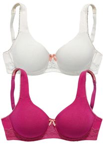 Nuance Dames T-shirtbeha in bessenrood + crème ,maat 90E, Witt, 85% Katoen, 10% Polyamide, 5% Elastan