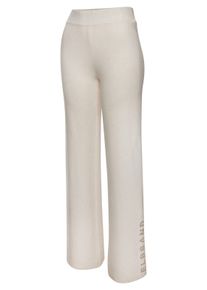 ELBSAND Dames Broek van tricot in wolwit gemêleerd ,maat 36/38, Witt, 50% Polyester, 50% Polyester