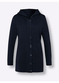 Dames Vest met capuchon en kangoeroezakken in marine ,maat 38, WITT, 100% Polyacryl