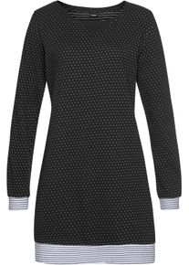 Vivance Dreams Dames Nachthemd in zwart gestippeld ,maat 32/34, Witt, 98% Katoen, 2% Polyester