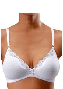 Petite Fleur Dames Bralettebeha in mango+wit ,maat 70A, Witt, 90% Katoen, 5% Elastan, 5% Polyamide