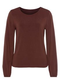Lascana Dames Shirt met lange mouwen in bruin, zwart ,maat 32/34, Witt, 95% Viscose, 5% Elastan