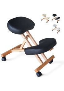 Bodyline Health And Massage - Chaise de bureau ergonomique siège assis-genoux en bois Balancewood Couleur: Noir