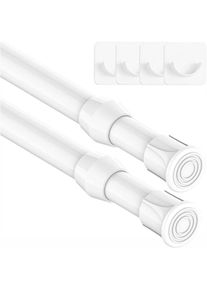 Lot de 2 Barres Rideau Extensible sans Perçage Tringle Extensible Pour Portes Fenêtres Cuisine Salle De Bains Chambre(30-50cm,Blanc)