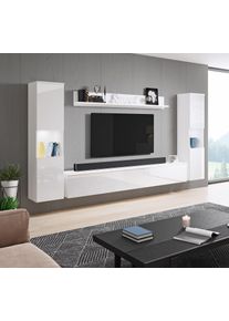 Inosign Wohnwand »PARIS«, (Komplett-Set, 4 St.), TV-Wand 260cm breite, grifflose Design, stehend und hängend montierbar