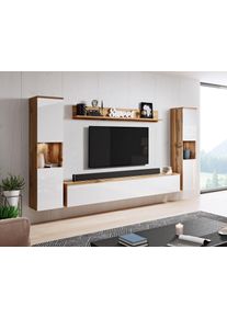 Inosign Wohnwand »PARIS«, (Komplett-Set, 4 St.), TV-Wand 260cm breite, grifflose Design, stehend und hängend montierbar