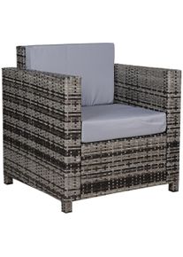 Outsunny 1 Seater Rattan Garden Chair All-Weather Wicker Weave Single Sofa Armchair with Fire Resistant Cushion - Grey | Aosom Ireland