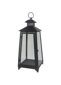 Ambia Home Laterne , Schwarz , Metall, Glas , Uni , rechteckig , 19x47x19 cm , Glaseinsatz , Dekoration, Laternen & Windlichter, Laternen