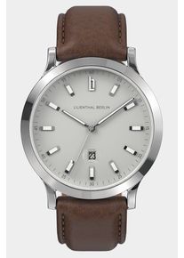 Men's Watch - Silver White - Surgical steel case, Sapphire-hardened mineral glass, Leather Strap - 40mm , Quartz Movement - Lilienthal Berlin