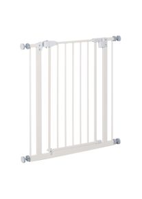 PawHut Pet Metal Safety Gate Pressure Fitted Stair Barrier for Dog Expandable Fence w/ Auto-Close Door Double Locking System 74-84cm White | Aosom Ireland