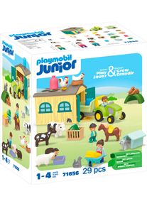 Playmobil® Konstruktions-Spielset »Bauernhof-Abenteuer mit Traktor, Anhänger u. tier. Freunden (71656)«, (29 St.), JUNIOR, Made in Europe