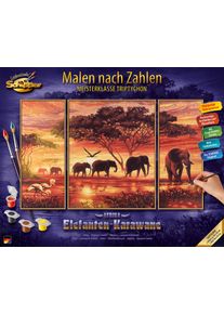 Schipper Malen nach Zahlen »Meisterklasse Triptychon - Elefanten Karawane«, Made in Germany