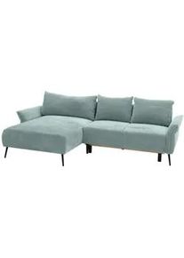 CARRYHOME Ecksofa , Mintgrün , Textil , Füllung: Schaumstoffflocken , Ottomane links, L-Form , 255x164 cm , Made in Eu , Liegefunktion, Schlafen auf Sitzhöhe, Rücken echt , Wohnzimmer, Sofas & Couches, Wohnlandschaften, Ecksofas