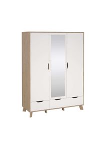 Andas Kleiderschrank »Ikast Drehtürenschrank, Spiegeltür, Aufbewahrung, Schrank, Stauraum«, 1 Spiegeltür, 2 Türen, 3 Schubladen, Höhe 201 cm, Breite 147 cm