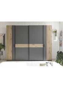 Schlafkontor Kleiderschrank »Daria Drehtürenschrank, Schwebetürenschrank, Schiebetürenschrank«, Absetzung in Viking Oak heller Rillenoptik