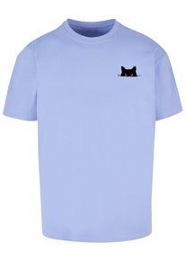 Merchcode, Mænd, Bluser & t-shirts 'Halloween - Cat', Lyseblå / Sort, Størrelse XL