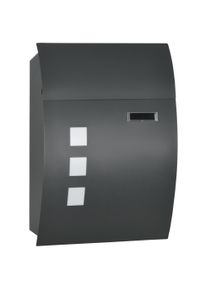 HOMCOM Wall Mounted Letter Box, Weatherproof Post Box for Outside Wall, Modern Mailbox with 2 Keys, Viewing Windows and Nameplate, Anthracite Grey