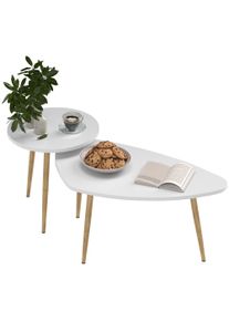 HOMCOM Set of Two Scandinavian-Style Coffee Tables - White | Aosom Ireland