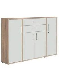 Mid.you Aktenschrank , Weiß, Sonoma Eiche , Holzwerkstoff , 5 Fächer , 2 Schubladen , 172.6x113.6x33 cm , Made in Germany , erweiterbar, in verschiedenen Holzdekoren erhältlich , Büromöbel, Büroschränke, Aktenschränke