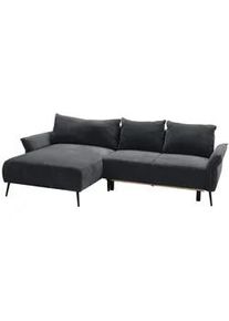 CARRYHOME Ecksofa , Schwarz , Textil , Füllung: Schaumstoffflocken , Ottomane links, L-Form , 255x164 cm , Made in Eu , Liegefunktion, Schlafen auf Sitzhöhe, Rücken echt , Wohnzimmer, Sofas & Couches, Wohnlandschaften, Ecksofas