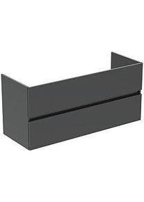 Ideal Standard Eurovit Plus Möbelwaschtisch-Paket R0576TI Grau glänzend lackiert, 121,5x45,5x56,5cm, je 1 Hahnloch