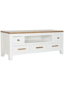 Meubles de télévision DKD Home Decor Blanc Marron Acacia Bois de manguier 125 x 40 x 50 cm