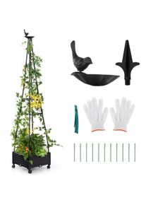 Jardinière surélevée à roulettes avec treillis lit de jardin avec auto-drainage oiseaux et flèches décoratives cage à tomates 41 x 41 x 208 cm noir