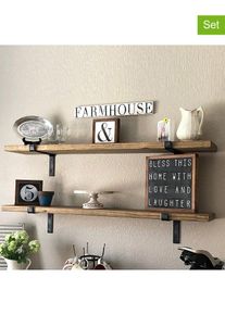 HanahHome 2-delige set: wandmeubels "LAM006" bruin/zwart - (B)60 x